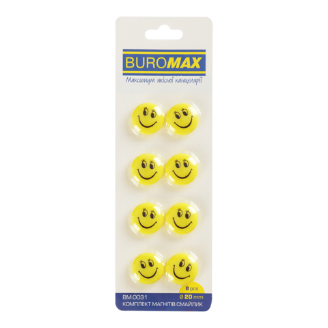 Комплект магнітів, 8шт. х 20мм, BM.0031 BUROMAX